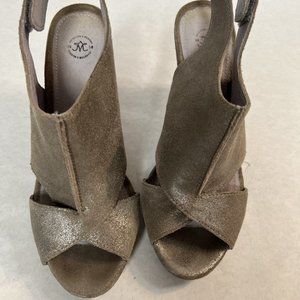 Johnston & Murphy Silver Suede Wedge Sandal